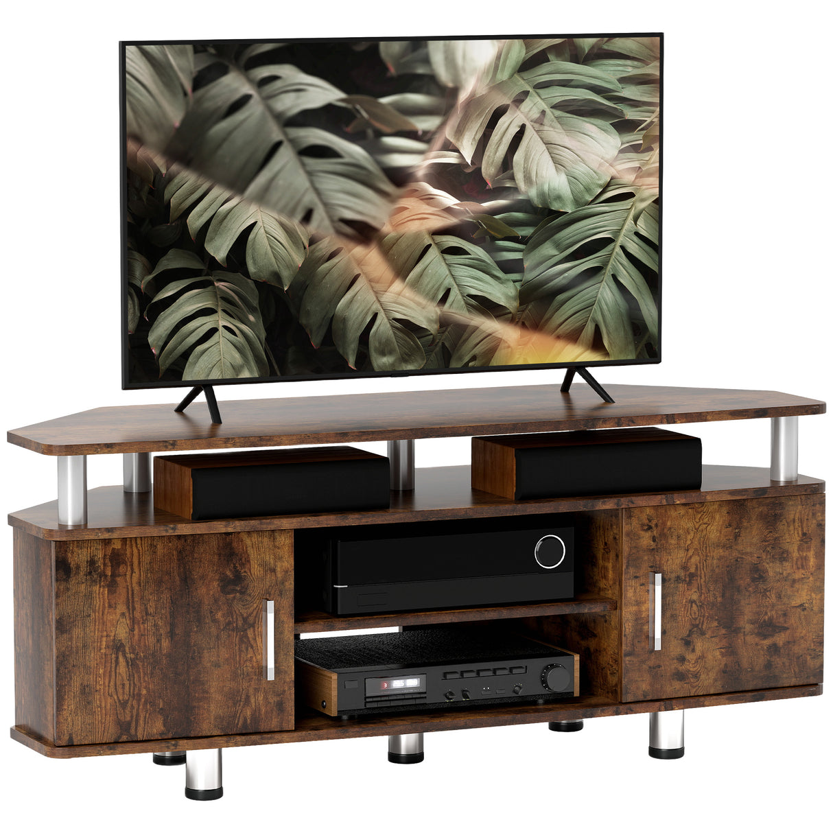 Particle Board TV Stand 120cm Wide With 2 Doors - Velmora