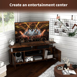 Particle Board TV Stand 120cm Wide With 2 Doors - Velmora