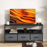 Particle Board TV Stand 120cm Wide With 3 Foldable Drawers - Velmora