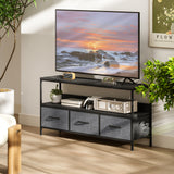Particle Board TV Stand 120cm Wide With 3 Foldable Drawers - Velmora