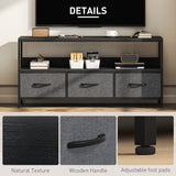 Particle Board TV Stand 120cm Wide With 3 Foldable Drawers - Velmora