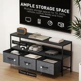 Particle Board TV Stand 120cm Wide With 3 Foldable Drawers - Velmora