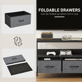 Particle Board TV Stand 120cm Wide With 3 Foldable Drawers - Velmora