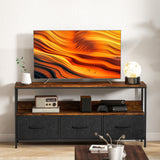 Particle Board TV Stand 120cm Wide With 3 Foldable Drawers - Velmora