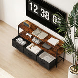 Particle Board TV Stand 120cm Wide With 3 Foldable Drawers - Velmora