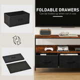 Particle Board TV Stand 120cm Wide With 3 Foldable Drawers - Velmora
