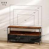 Particle Board TV Stand 120cm Wide With 3 Foldable Drawers - Velmora