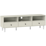 Wooden TV Stand 140cm Wide With 3 Drawers - Velmora