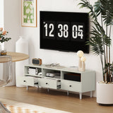 Wooden TV Stand 140cm Wide With 3 Drawers - Velmora