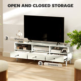 Wooden TV Stand 140cm Wide With 3 Drawers - Velmora