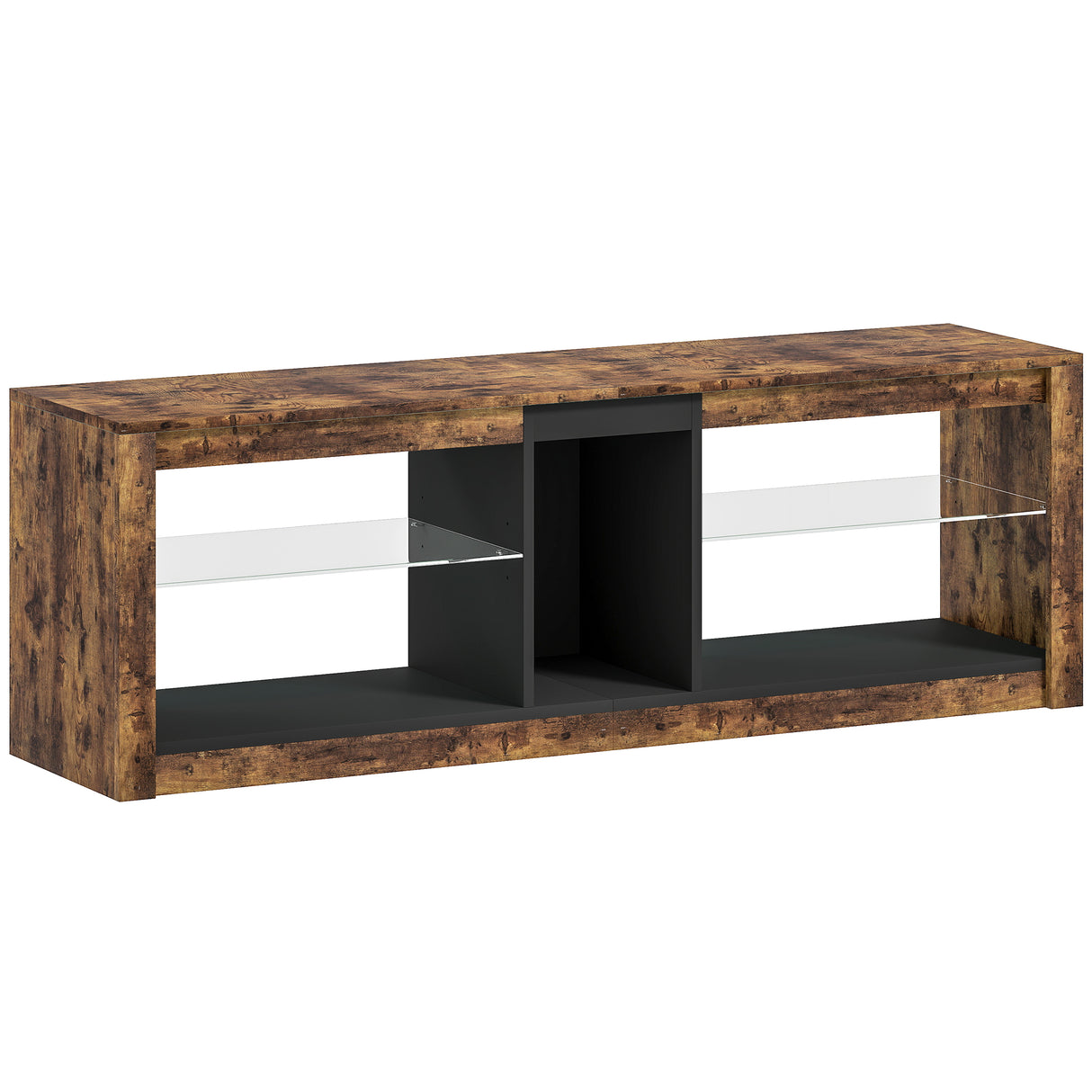 Particle Board TV Stand 140cm Wide With LED Lights - Velmora