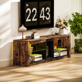 Particle Board TV Stand 140cm Wide With LED Lights - Velmora