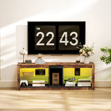 Particle Board TV Stand 140cm Wide With LED Lights - Velmora