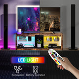 Particle Board TV Stand 140cm Wide With LED Lights - Velmora