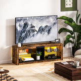 Particle Board TV Stand 140cm Wide With LED Lights - Velmora