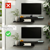 Wooden TV Stand 152.4cm Wide Wall Mounted - Velmora