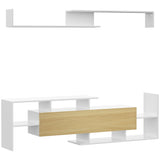 Wooden TV Stand 153.6cm Wide With Wall Shelf - Velmora