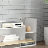Wooden TV Stand 153.6cm Wide With Wall Shelf - Velmora