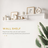 Wooden TV Stand 153.6cm Wide With Wall Shelf - Velmora