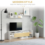 Wooden TV Stand 153.6cm Wide With Wall Shelf - Velmora