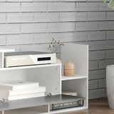 Wooden TV Stand 153.6cm Wide With Wall Shelf - Velmora