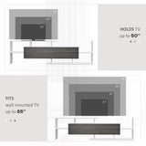 Wooden TV Stand 153.6cm Wide With Wall Shelf - Velmora