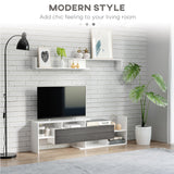 Wooden TV Stand 153.6cm Wide With Wall Shelf - Velmora