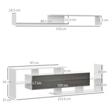 Wooden TV Stand 153.6cm Wide With Wall Shelf - Velmora