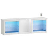 Wooden TV Stand 160cm Wide With LED Lights - Velmora