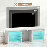 Wooden TV Stand 160cm Wide With LED Lights - Velmora