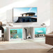 Wooden TV Stand 160cm Wide With LED Lights - Velmora