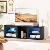 Wooden TV Stand 160cm Wide With LED Lights - Velmora