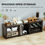 Wooden TV Stand 160cm Wide With LED Lights - Velmora