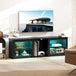 Wooden TV Stand 160cm Wide With LED Lights - Velmora