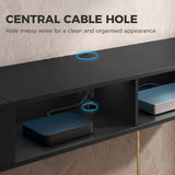 Wooden TV Stand 177.7cm Wide Wall Mounted With LED Lights - Velmora
