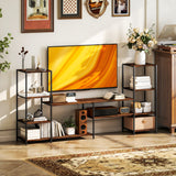 Wooden TV Stand 192cm Wide With Steel Frame - Velmora