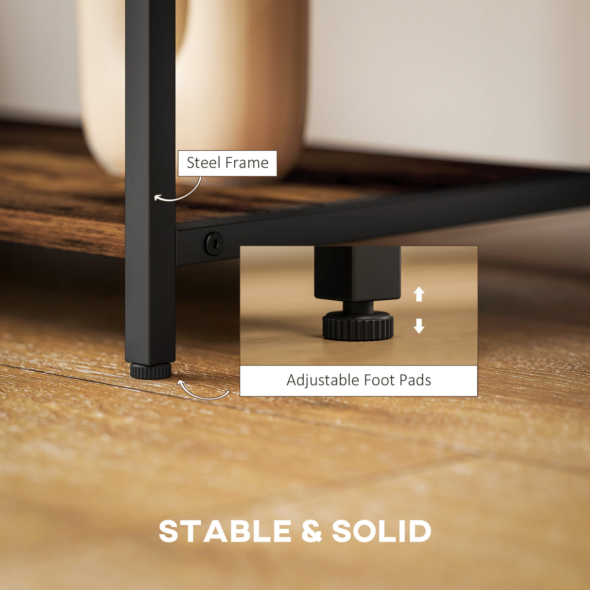 Wooden TV Stand 192cm Wide With Steel Frame - Velmora