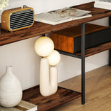 Wooden TV Stand 212cm Wide With Steel Frame - Velmora