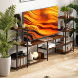 Wooden TV Stand 212cm Wide With Steel Frame - Velmora