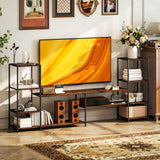 Wooden TV Stand 212cm Wide With Steel Frame - Velmora