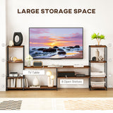 Wooden TV Stand 212cm Wide With Steel Frame - Velmora