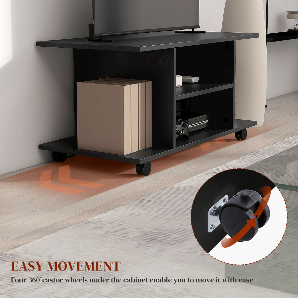 Wooden TV Stand 80cm Wide With Bookshelf - Velmora