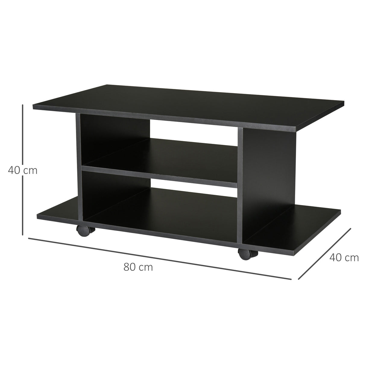 Wooden TV Stand 80cm Wide With Bookshelf - Velmora