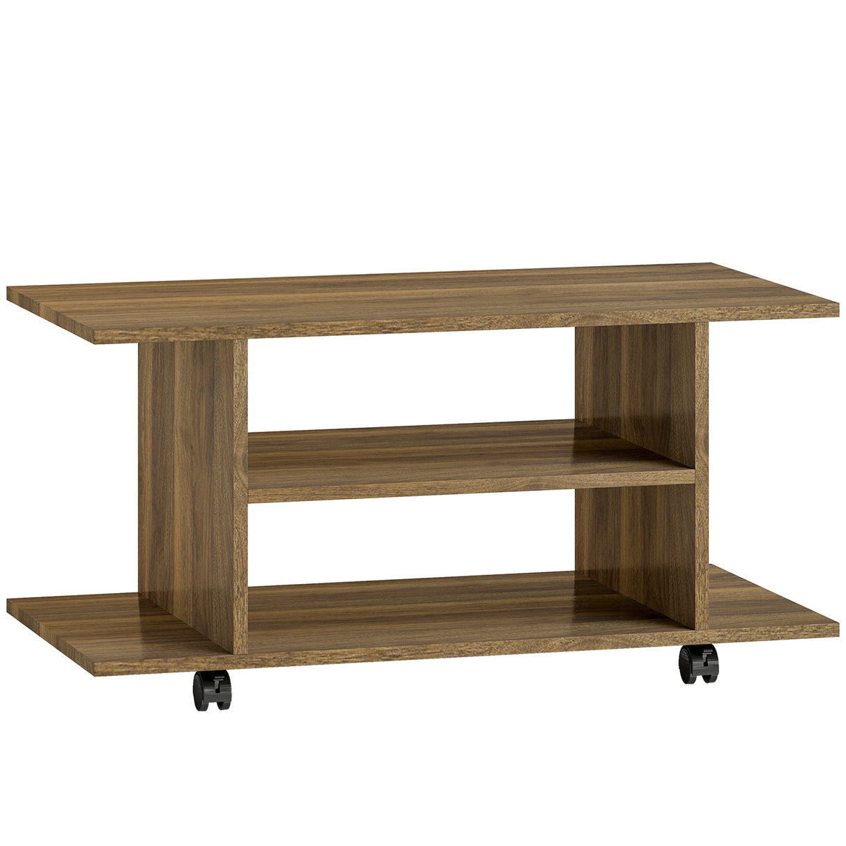 Wooden TV Stand 80cm Wide With Bookshelf - Velmora