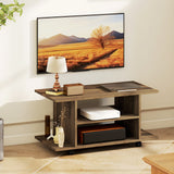 Wooden TV Stand 80cm Wide With Bookshelf - Velmora
