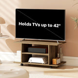 Wooden TV Stand 80cm Wide With Bookshelf - Velmora