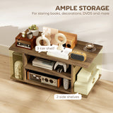 Wooden TV Stand 80cm Wide With Bookshelf - Velmora