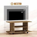 Wooden TV Stand 80cm Wide With Bookshelf - Velmora