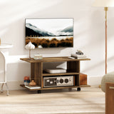 Wooden TV Stand 80cm Wide With Bookshelf - Velmora