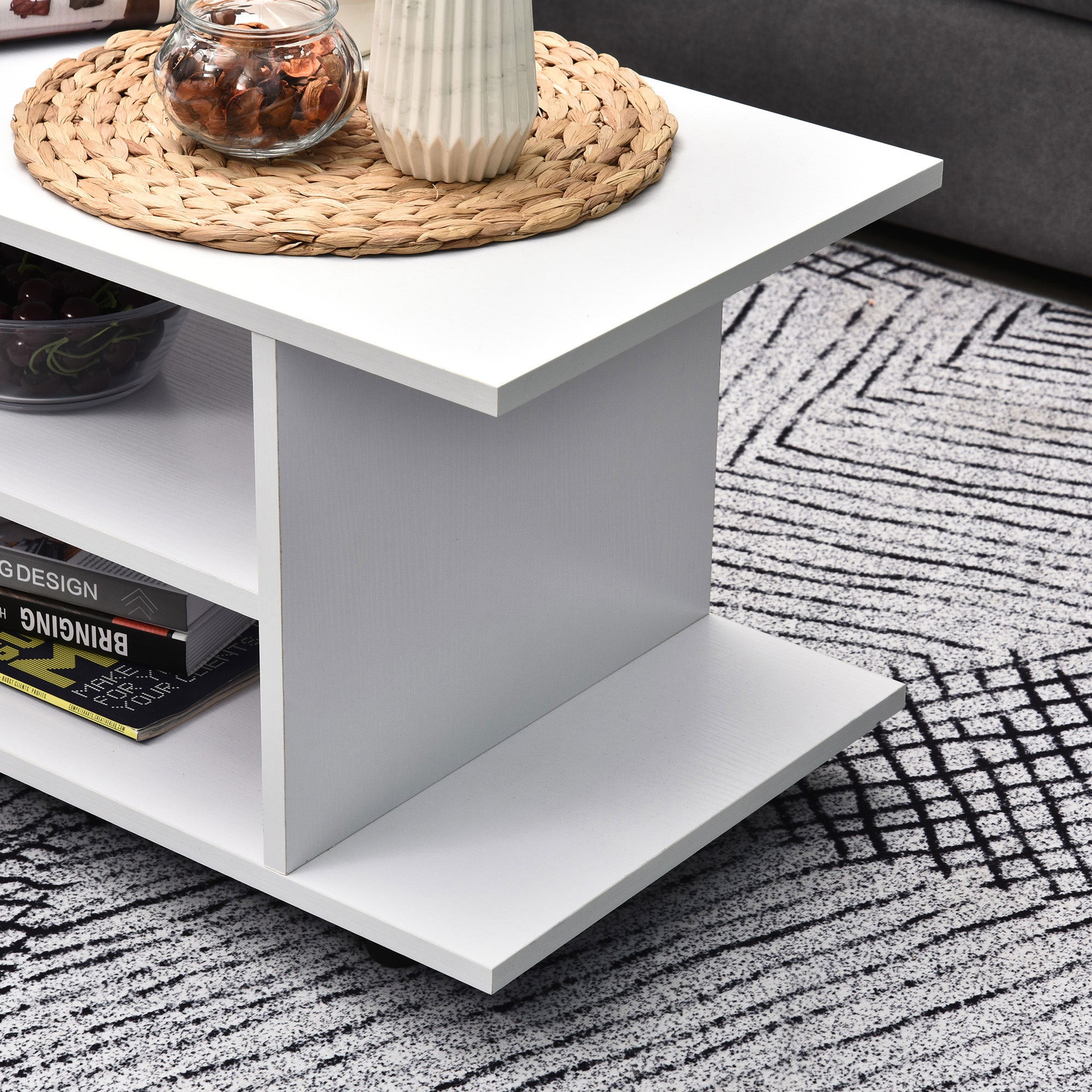 Particle Board TV Stand 80cm Wide With Storage Shelves - Velmora